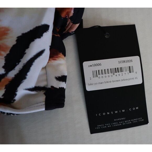 Icon Swim x City Girls ICON1026 Sz XL Brown Zebra Print Take Yo Man Thong Bikini - Picture 5 of 7